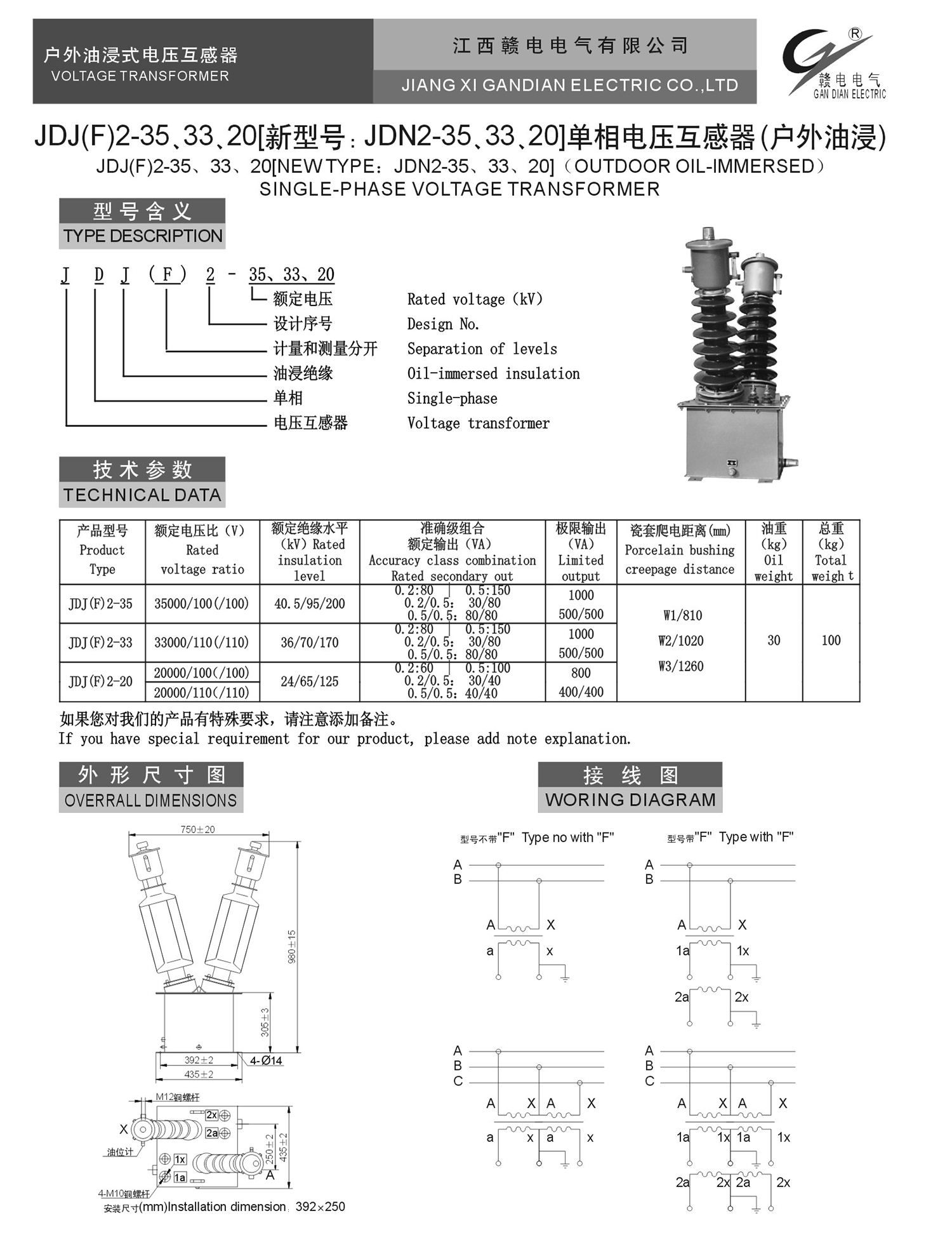 JDJ(F)2-35、33、20[新型号:JDN2-35、33、20]单相电压互感器(户外油浸)_百亿游戏 | 电压互感器 | 非晶合金变压器 | 干式变压器 | 油浸式变压器